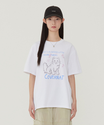 ウィメンズオーバーサイズキャットグラフィックTシャツホワイト
