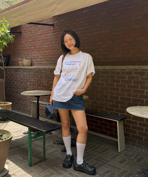 COVERNAT(カバーナット)の「ウィメンズオーバーサイズキャットグラフィックTシャツホワイト(Tシャツ/カットソー・レディース・その他・WS/WM)」の2枚目の写真