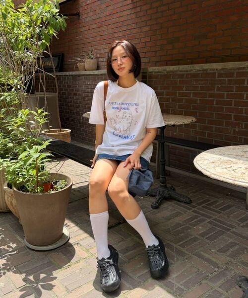 COVERNAT(カバーナット)の「ウィメンズオーバーサイズキャットグラフィックTシャツホワイト(Tシャツ/カットソー・レディース・その他・WS/WM)」の13枚目の写真