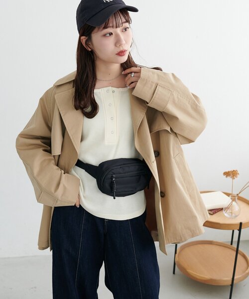 DISCOAT(ディスコート)の「【WEB限定】袖リングボタンワッフルロンT(Tシャツ/カットソー・レディース・ブラック/グレイッシュベージュ/アイボリー/オレンジ・MEDIUM)」の13枚目の写真