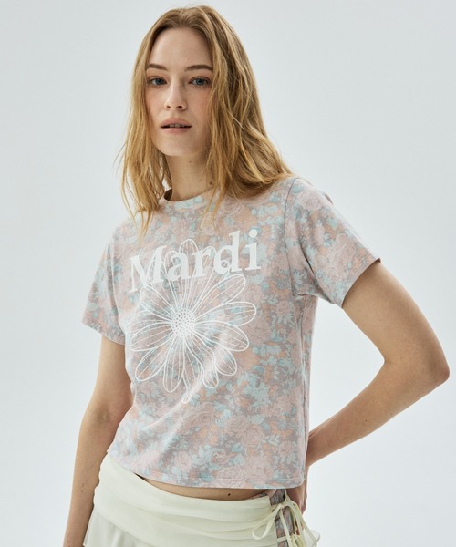 Mardi Mercredi(マルディメクルディ)の「SLIM TSHIRT FLEUR FLOWERMARDI / スリム Tシャツ フルール フラワーマルディ(Tシャツ/カットソー・レディース・ピンクベージュ/ブルーグレー・FREE)」の5枚目の写真