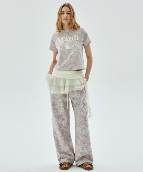 Mardi Mercredi(マルディメクルディ)の「SLIM TSHIRT FLEUR FLOWERMARDI / スリム Tシャツ フルール フラワーマルディ(Tシャツ/カットソー・レディース・ピンクベージュ/ブルーグレー・FREE)」の9枚目の写真