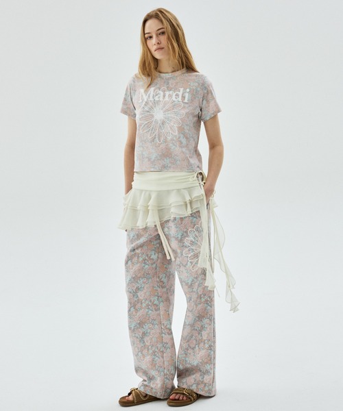 Mardi Mercredi(マルディメクルディ)の「SLIM TSHIRT FLEUR FLOWERMARDI / スリム Tシャツ フルール フラワーマルディ(Tシャツ/カットソー・レディース・ピンクベージュ/ブルーグレー・FREE)」の10枚目の写真