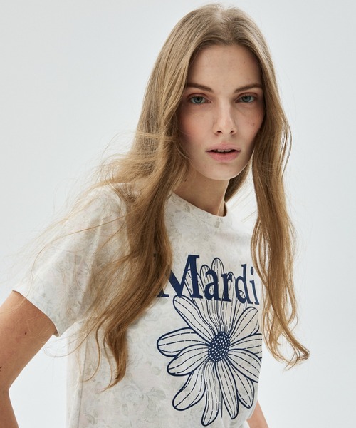 Mardi Mercredi(マルディメクルディ)の「SLIM TSHIRT FLEUR FLOWERMARDI / スリム Tシャツ フルール フラワーマルディ(Tシャツ/カットソー・レディース・ピンクベージュ/ブルーグレー・FREE)」の12枚目の写真