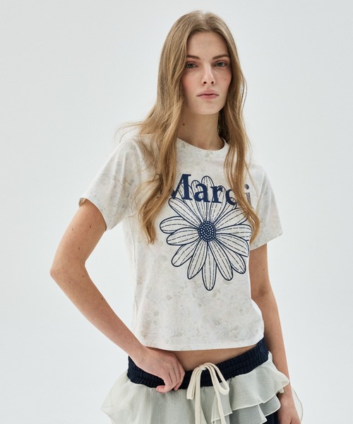 Mardi Mercredi(マルディメクルディ)の「SLIM TSHIRT FLEUR FLOWERMARDI / スリム Tシャツ フルール フラワーマルディ(Tシャツ/カットソー・レディース・ピンクベージュ/ブルーグレー・FREE)」の13枚目の写真