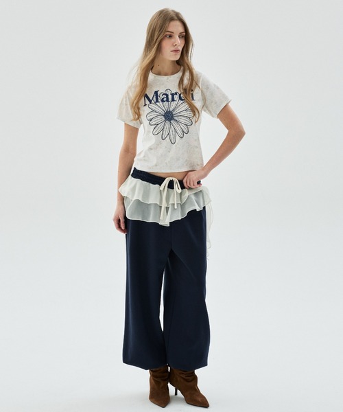 Mardi Mercredi(マルディメクルディ)の「SLIM TSHIRT FLEUR FLOWERMARDI / スリム Tシャツ フルール フラワーマルディ(Tシャツ/カットソー・レディース・ピンクベージュ/ブルーグレー・FREE)」の16枚目の写真