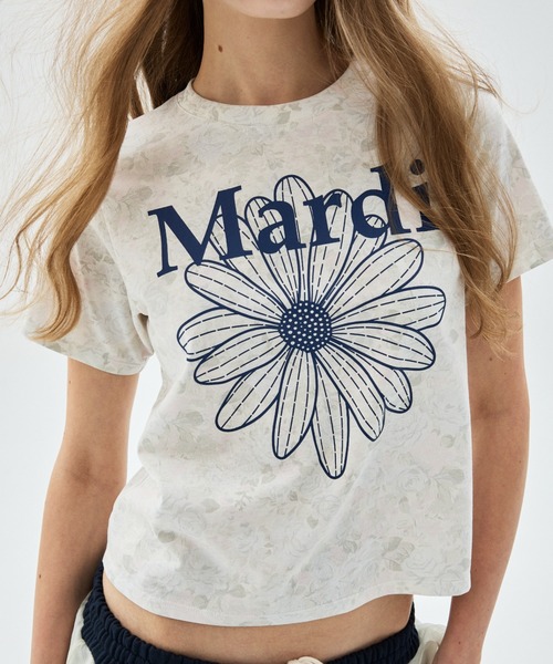 Mardi Mercredi(マルディメクルディ)の「SLIM TSHIRT FLEUR FLOWERMARDI / スリム Tシャツ フルール フラワーマルディ(Tシャツ/カットソー・レディース・ピンクベージュ/ブルーグレー・FREE)」の17枚目の写真