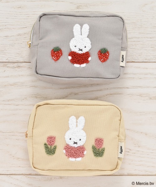 Miffy（ ミッフィー）の「miffyスプリングサガラ刺繍スクエアポーチ（ポーチ・レディース・ベージュ/グレー・FREE）」の10枚目の写真
