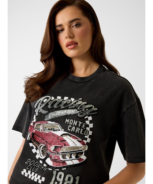 Guess(ゲス)の「RACE Car Tee Tシャツ(Tシャツ/カットソー・レディース・ブラック・X-SMALL/SMALL/MEDIUM/LARGE)」の1枚目の写真