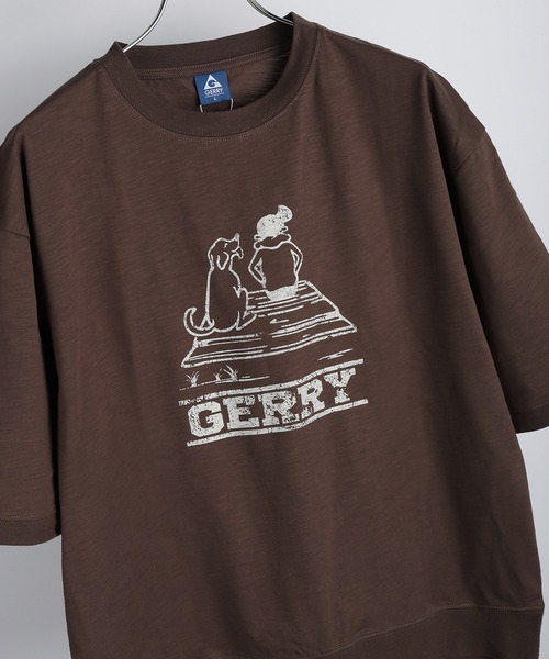 GERRY(ジェリー)の「GERRY バックプリント 半袖スウェットTシャツ ビッグシルエット カレッジロゴ 接触冷感 速乾(Tシャツ/カットソー・メンズ・アイボリー/ブラック/ブラウン・L/LL/M)」の3枚目の写真