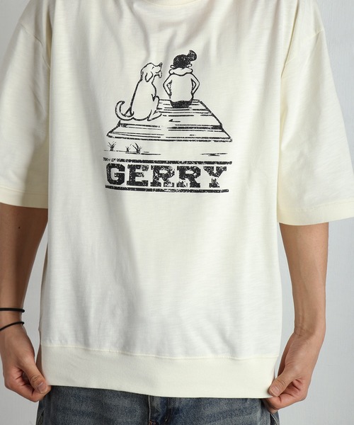 GERRY(ジェリー)の「GERRY バックプリント 半袖スウェットTシャツ ビッグシルエット カレッジロゴ 接触冷感 速乾(Tシャツ/カットソー・メンズ・アイボリー/ブラック/ブラウン・L/LL/M)」の8枚目の写真