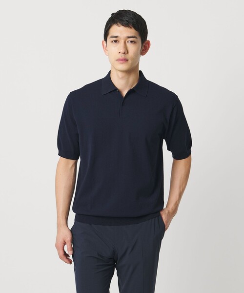 UNITED ARROWS(ユナイテッドアローズ)の「ショートスリーブ ニットポロシャツ UA COZY ウォッシャブル 抗菌防臭(ポロシャツ・メンズ・ブラック/ネイビー/ライラック/ホワイト/ピンク・L/S/M/XXL/XL)」の12枚目の写真