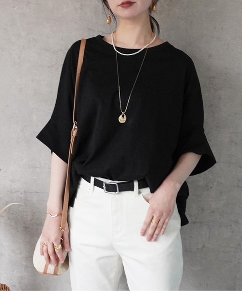 SELECT LEVERY(セレクトリベリー)の「接触冷感ドルマンTシャツ(Tシャツ/カットソー・レディース・ブラック/チャコール/ミント/オフホワイト・MEDIUM)」の3枚目の写真
