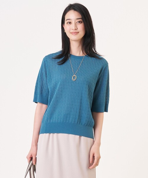 J.PRESS Ladies(J.プレス レディス)の「【アンサンブル着用可】Vis/Peスパーク クルーネック プルオーバー(ニット/セーター・レディース・ホワイト系/ピーコックグリーン系/ネイビー系/オレンジ系・SMALL)」の2枚目の写真