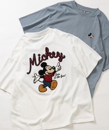 【15】〔Disney/ディズニー〕アソートアップリケ サガラ刺繍 クルーネックTシャツ ミッキーマウス/ベイマックス/101匹わんちゃん/ルシファー