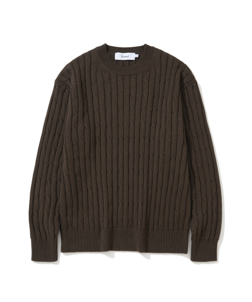 KNITTED(ニッティド)の「コットンケーブルラウンドニット ブラウン(ニット/セーター・レディース・その他・M/L/XL)」の2枚目の写真