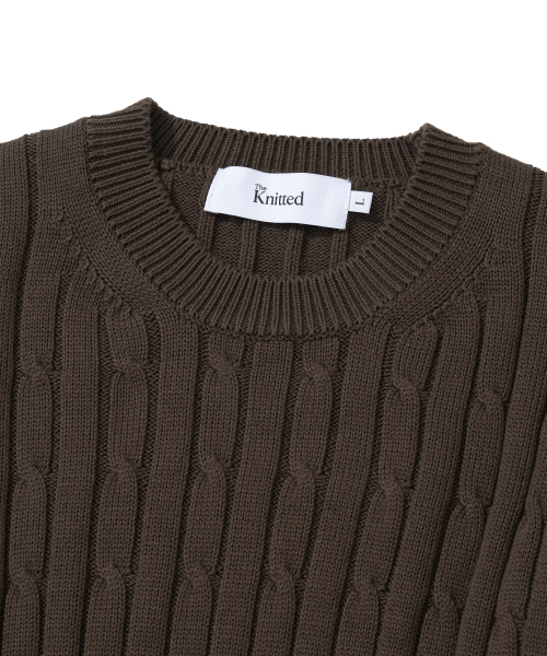 KNITTED(ニッティド)の「コットンケーブルラウンドニット ブラウン(ニット/セーター・レディース・その他・M/L/XL)」の3枚目の写真