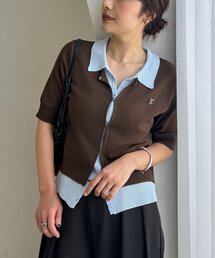CAPRICIEUX LE'MAGE（カプリシューレマージュ）の「半袖レイヤードポロニットカーディガン（カーディガン/ボレロ）」