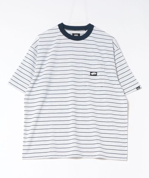 VANS(バンズ)の「VANS ヴァンズ CAVE Crew Neck Boarder S TEE ショートスリーブ 126R1060201 ABC-MART限定 WHITE(Tシャツ/カットソー・メンズ・ホワイト・LARGE/X-LARGE/MEDIUM)」の1枚目の写真