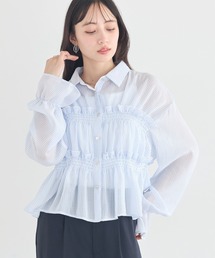 earth music&ecology | シャーリングストライプシャツ(シャツ/ブラウス)