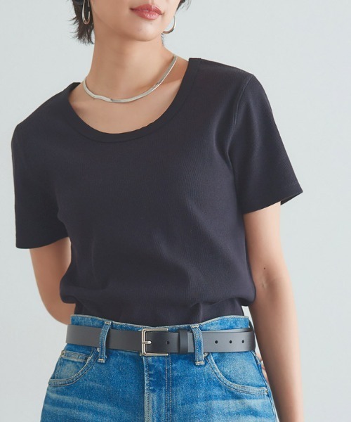 RASW（ラス）の「【Akaneさんコラボアイテム】[RASW]テレコリブTシャツ（Tシャツ/カットソー・レディース・オフホワイト/ブラック・LL/L/M）」の12枚目の写真