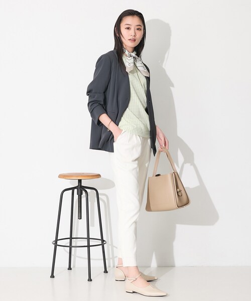 INDIVI（インディヴィ）の「【UVケア／吸汗速乾】チェック柄タックボリュームスリーブトップス（Tシャツ/カットソー・レディース・ブラック系1/ネイビー系1/ホワイト系2/スモーキーグリーン系2・38/19/15 /13/05/34）」の16枚目の写真