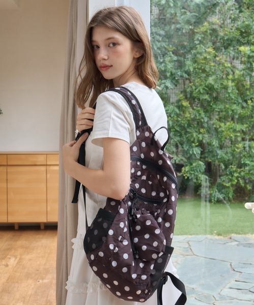 Birthday room(バースデイルーム)の「コンパクトドットナイロンバックパック/Compact Dot Nylon Backpack(バックパック/リュック・レディース・ホワイト/ピンク/ブラウン/ブルー/ブラック・FREE)」の3枚目の写真