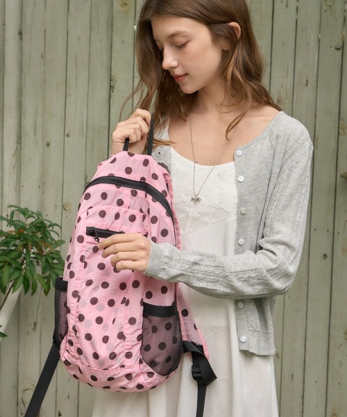 Birthday room(バースデイルーム)の「コンパクトドットナイロンバックパック/Compact Dot Nylon Backpack(バックパック/リュック・レディース・ホワイト/ピンク/ブラウン/ブルー/ブラック・FREE)」の5枚目の写真