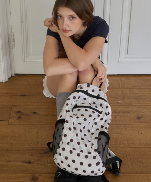 Birthday room(バースデイルーム)の「コンパクトドットナイロンバックパック/Compact Dot Nylon Backpack(バックパック/リュック・レディース・ホワイト/ピンク/ブラウン/ブルー/ブラック・FREE)」の6枚目の写真