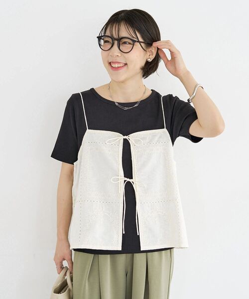 Green　Parks（グリーンパークス）の「前後2WAYレース刺繍ビスチェ（その他トップス・レディース・ブラック/アイボリー・FREE）」の15枚目の写真