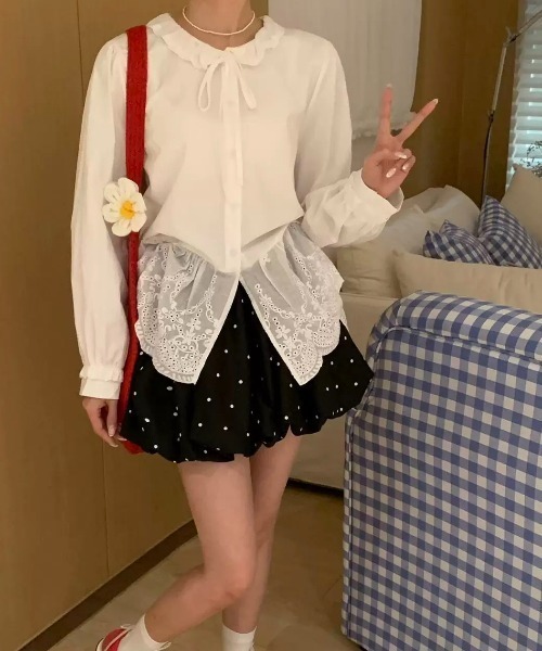 almo(アルモ)の「【LAMPOON】ドットバルーンミニスカート(スカート・レディース・ブラック/ホワイト・FREE)」の9枚目の写真