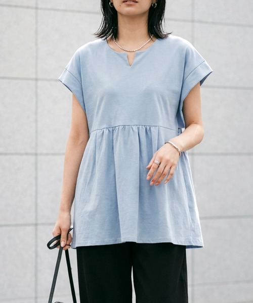 itto...（イット）の「綿100％切替フレアペプラムトップス（Tシャツ/カットソー・レディース・ブラック/アイボリー・M）」の11枚目の写真