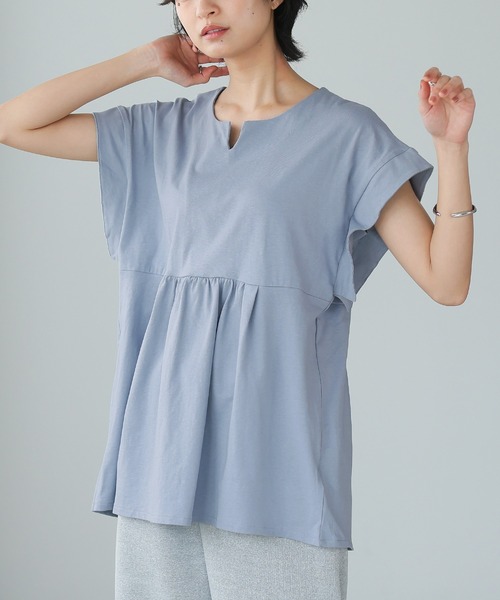 itto...（イット）の「綿100％切替フレアペプラムトップス（Tシャツ/カットソー・レディース・ブラック/アイボリー・M）」の14枚目の写真