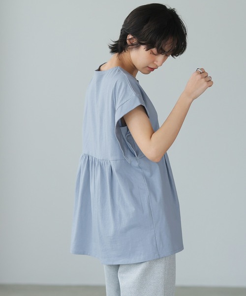 itto...（イット）の「綿100％切替フレアペプラムトップス（Tシャツ/カットソー・レディース・ブラック/アイボリー・M）」の15枚目の写真