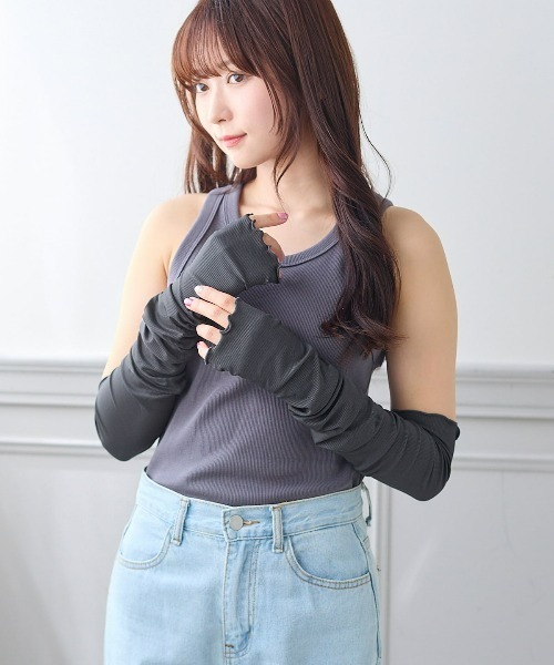 tanakadaisuke/タナカダイスケ】mesh vlvet ribbon arm cover/メッシュ