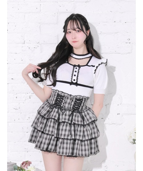 パイピング配色ニットトップス（Tシャツ/カットソー）｜NOEMIE