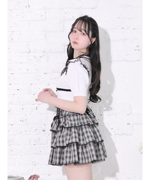 NOEMIE(ノエミー)の「パイピング配色ニットトップス(Tシャツ/カットソー・レディース・オフホワイト/ダークグレー/ブラック・M)」の17枚目の写真