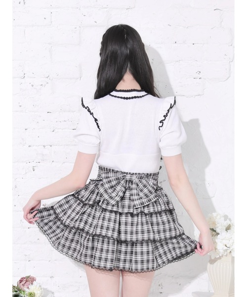 NOEMIE(ノエミー)の「パイピング配色ニットトップス(Tシャツ/カットソー・レディース・オフホワイト/ダークグレー/ブラック・M)」の18枚目の写真