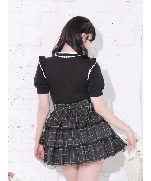 NOEMIE(ノエミー)の「パイピング配色ニットトップス(Tシャツ/カットソー・レディース・オフホワイト/ダークグレー/ブラック・M)」の5枚目の写真