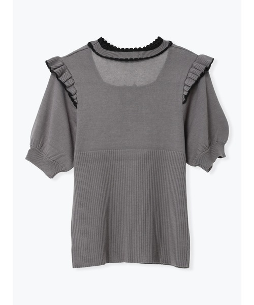 NOEMIE(ノエミー)の「パイピング配色ニットトップス(Tシャツ/カットソー・レディース・オフホワイト/ダークグレー/ブラック・M)」の10枚目の写真