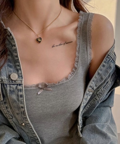 yuue' ( wear )(ユーイ)の「レース付きスクエアネックリブタンクトップ(タンクトップ・レディース・ホワイト/グレー/ブラック・FREE)」の15枚目の写真