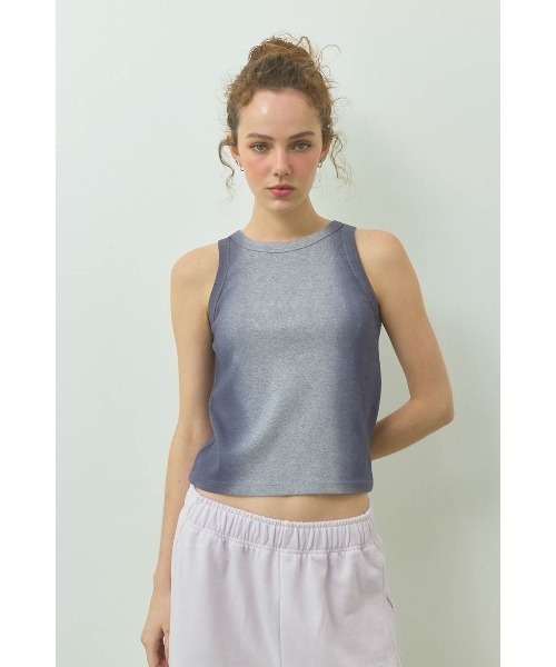 ALEXIA STAM(アリシアスタン)の「Sprayed Rib Tank Top /スプレー加工タンクトップ(タンクトップ・レディース・グレー/チャコールグレー・S/M)」の1枚目の写真