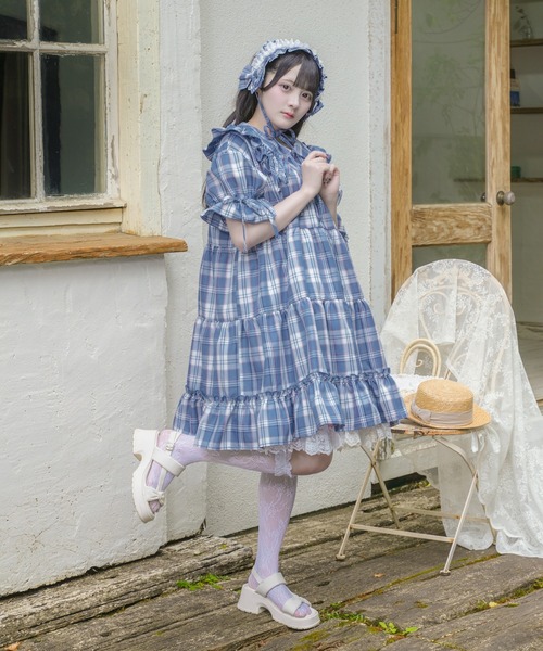 kutir(クティール)の「【クティールとレトロ】チェックティアードミニワンピース(ワンピース・レディース・レッド/ピンク/グリーン/オレンジ/イエロー/パープル/ブルー・FREE)」の18枚目の写真