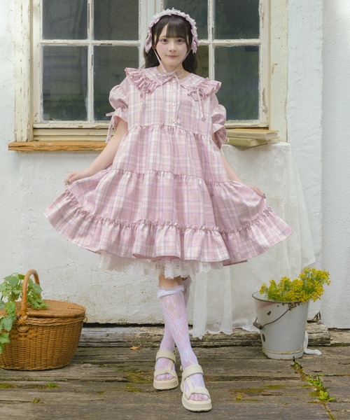 kutir(クティール)の「【クティールとレトロ】チェックティアードミニワンピース(ワンピース・レディース・レッド/ピンク/グリーン/オレンジ/イエロー/パープル/ブルー・FREE)」の8枚目の写真