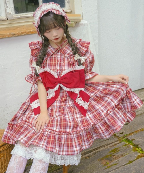 kutir(クティール)の「【クティールとレトロ】チェックティアードミニワンピース(ワンピース・レディース・レッド/ピンク/グリーン/オレンジ/イエロー/パープル/ブルー・FREE)」の12枚目の写真