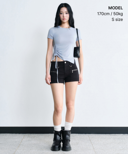 MUSINSA STANDARD WOMAN（ムシンサスタンダードウーマン）の「ウィメンズ テンセル サイドルーシュティーシャツ [クラウディブルー]（Tシャツ/カットソー・レディース・その他・X-SMALL/SMALL/MEDIUM/LARGE）」の2枚目の写真