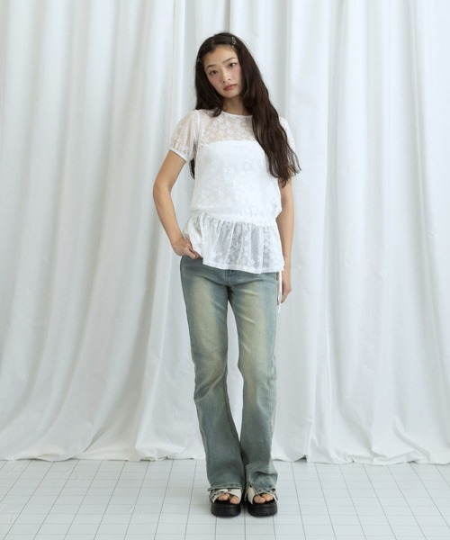 3.3 Field Trip （3.3フィールドトリップ）の「3.3 Field Trip／スターシアートップス（Tシャツ/カットソー・レディース・ホワイト/ブラック・FREE）」の4枚目の写真