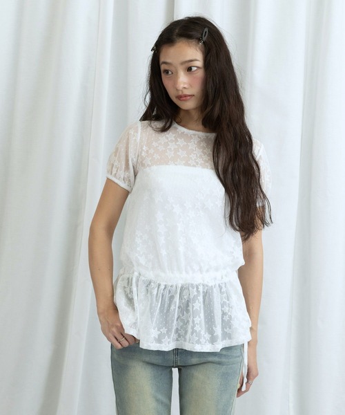 3.3 Field Trip （3.3フィールドトリップ）の「3.3 Field Trip／スターシアートップス（Tシャツ/カットソー・レディース・ホワイト/ブラック・FREE）」の7枚目の写真