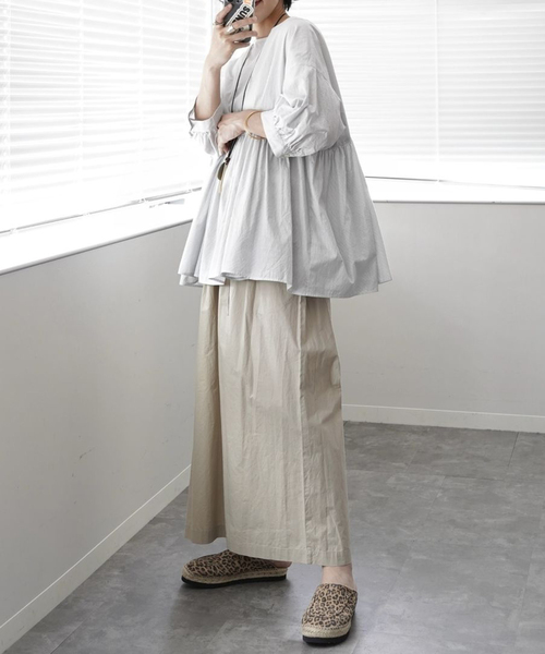 JOURNAL STANDARD LUXE（ジャーナルスタンダード　ラックス）の「タイプワッシャーギャザーブラウス（シャツ/ブラウス・レディース・ブルー/ホワイト系その他・FREE）」の9枚目の写真