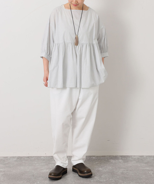 JOURNAL STANDARD LUXE（ジャーナルスタンダード　ラックス）の「タイプワッシャーギャザーブラウス（シャツ/ブラウス・レディース・ブルー/ホワイト系その他・FREE）」の6枚目の写真